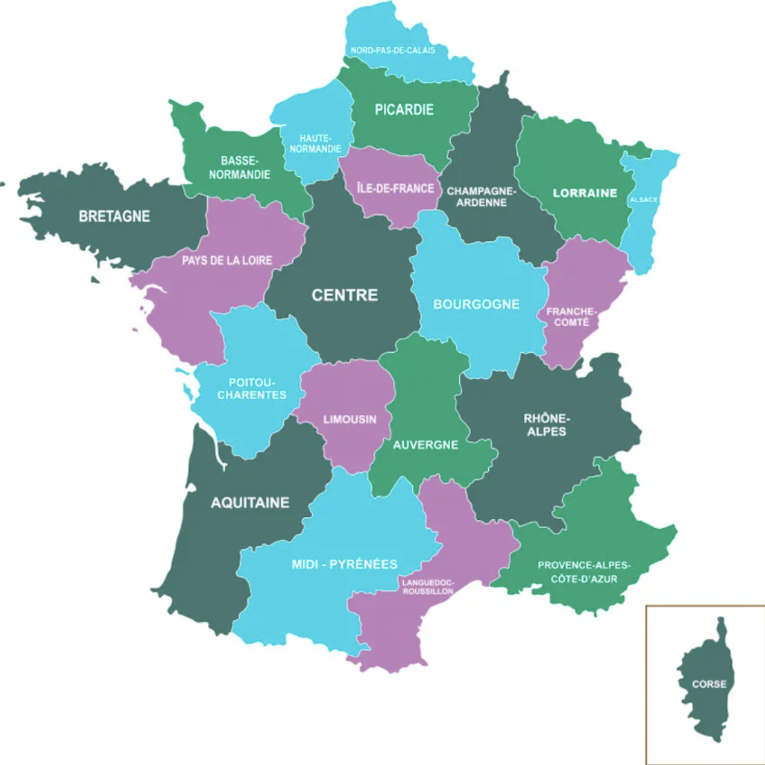 Carte des régions françaises